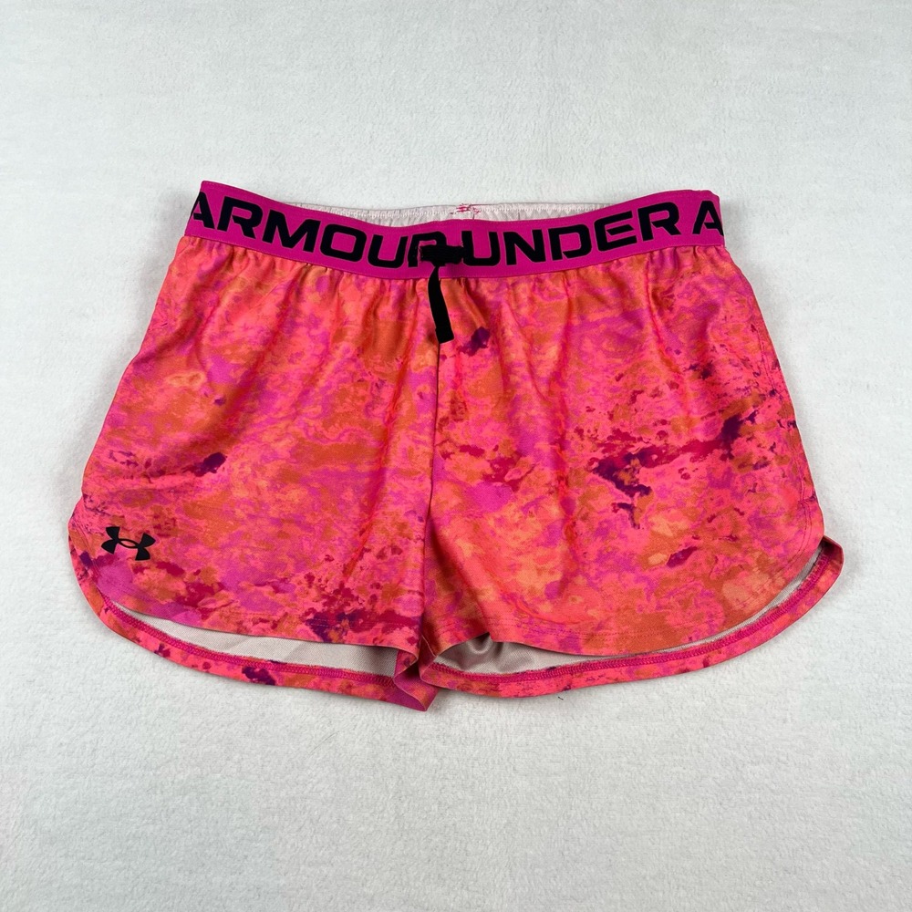 Under Armour Play Up Shorts Girls XL Pink Orange Women's XS-S Athletic Running